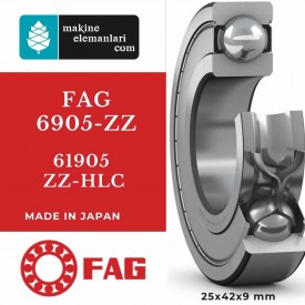 6905 ZZ-HLC FAG Rulman - Çelik Kapak (25x42x9 - 25*42*9) (61905)